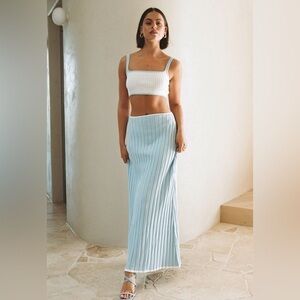 SABO Blue Jordi Ribbed Knit Maxi Skirt Viscose  *Fits is more 12/14, Runs Big